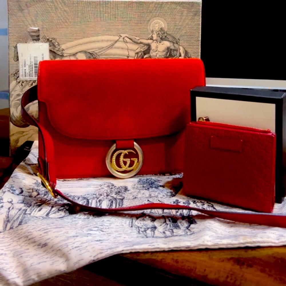 Authentic Gucci Red Suede Purse